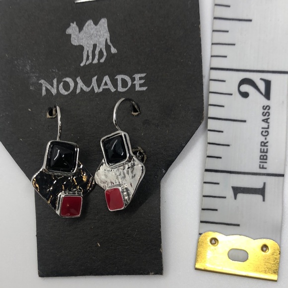 Nomad Earrings - Silver with Black and Red Squares - Picture 4 of 8